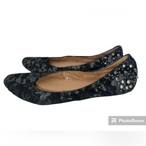 Penny Loves Kenny Studded Metallic Denim Flats